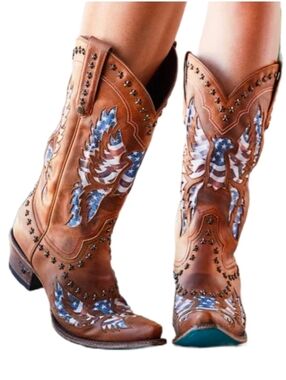 Lane Old Glory Burnt Caramel Snip Toe Boots